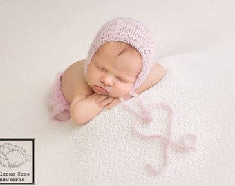 Newborn Photography Hat, Newborn Fuzzy Hat, Baby Girl Photo Bonnet, Photo Prop Hat, Baby Girl Photo Prop Bonnet