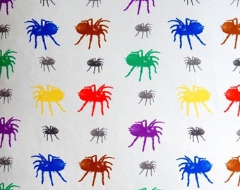 50% Off Sale Rainbow Spider Fabric by the Metre - home fabric - insect fabric - tarantula spider fabric - carft fabric- rainbow fabric - fa