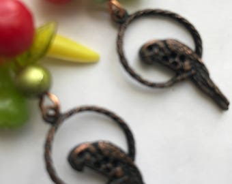 Bird Earrings, Fruit Earrings, 1928 by Bsue Charm Earrings, Miranda Fruit Jewelry,Long Dangle Earrings,Gifts for Her