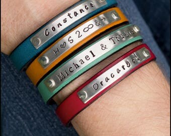 Personalized Leather Bracelet, Women's Custom Bracelet, Name Bracelet, Customized Gift for Girlfriend, Gift for Her, Best Friend Gift