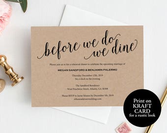 Rustic Rehearsal Dinner Invitation,Kraft Rehearsal Invite, Printable, Rehearsal Invitation, Wedding Rehearsal, PDF Instant Download, MM01-2