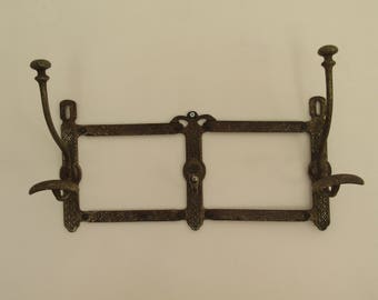 Fabulous French Antique 3 Peg Coat Rack, Metal Concertina, Hat Rack, Bistro Rack, circa 1890s