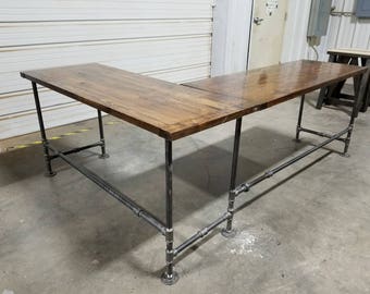L Shaped Rustic Desk Industrial Computer Large Office Gaming Corner L Shaped Rustic Desk Industrial Computer Large Office Gaming Corner