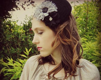 Fascinator, headband, fascinator, mini beret, Shabby chic