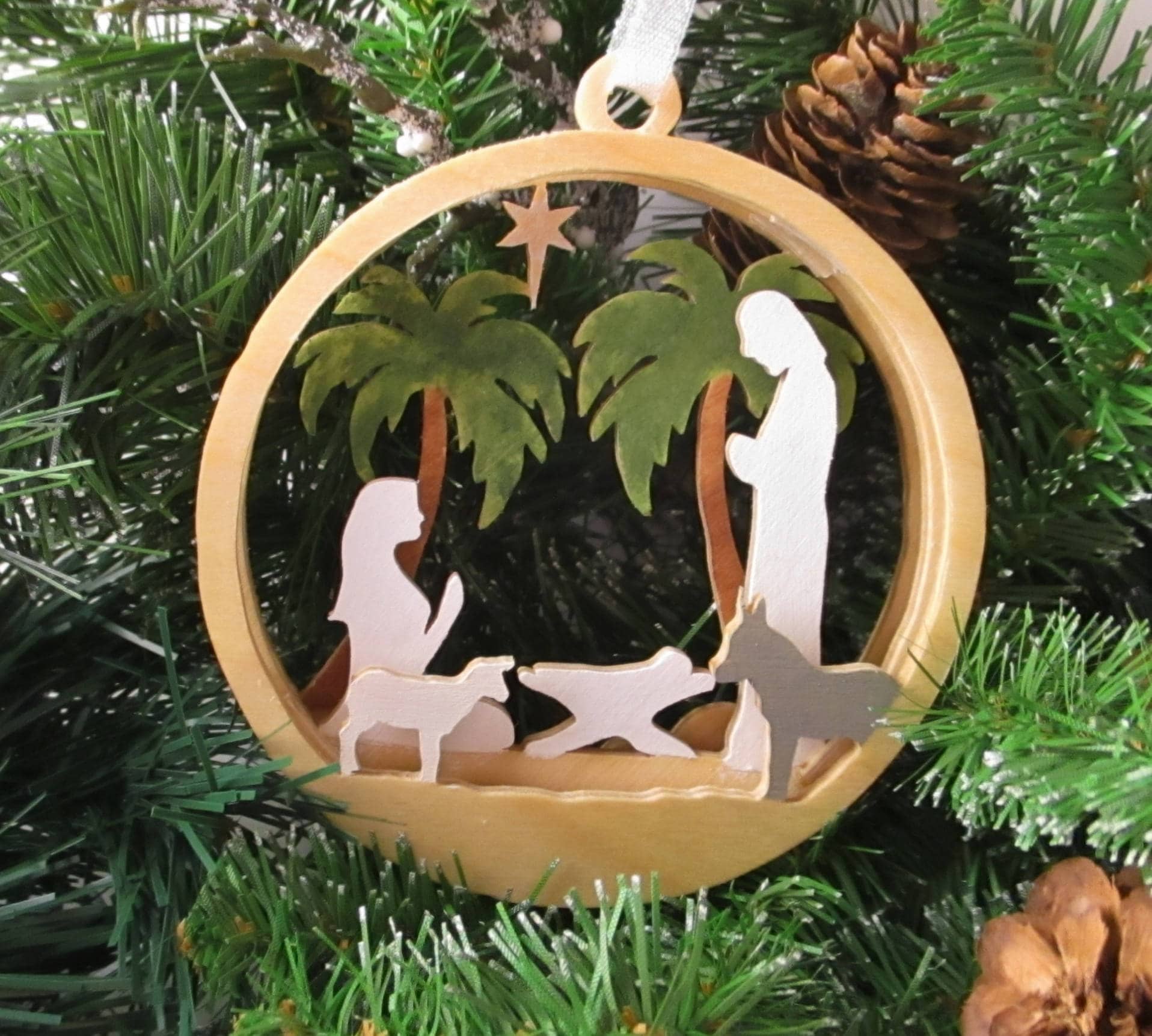Layered Wood Nativity Ornament
