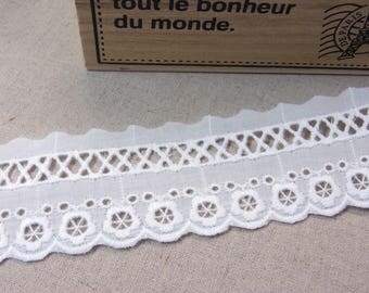 Natural Embroidery Cotton Eyelet Lace Trim White 14 yards #1044