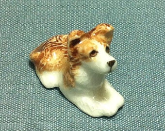 Miniature Ceramic Border Collie Dog Sitting Animal Funny Cute