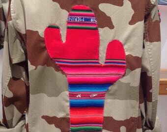 Jacket military camouflage beige customized Bolivian fabric cactus