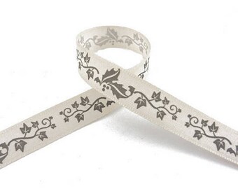 Ribbon 15 mm grey white Ivy Garland