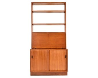 Mid Century Teak Secretrary Desk - Vintage Teak Free Standing Wall Unit/Bookshelf