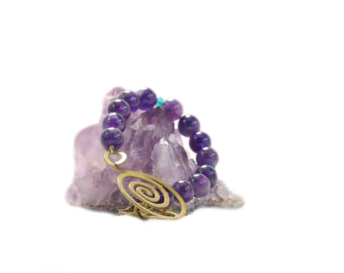 Amethyst Protection Bracelet, Handmade Stone Bracelet, Crystals for Reiki, Meditation, Yoga