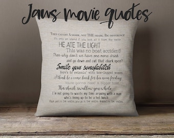 Jaws movie quote pillow cover 18x18inch - movie quotes - movies - washable pillow cover - fiber arts - home textiles - eco inks