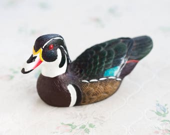 Duck Ornament - Canard Huppé wood Duck - Heritage Decoys - Mini Mini Collection - Hand Made in Canada