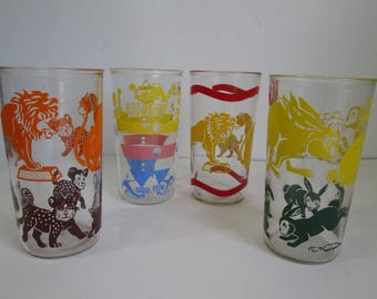 vintage circus drinking glasses