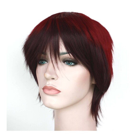 Red brown short wig. high quality smooth wig. ready to ship.