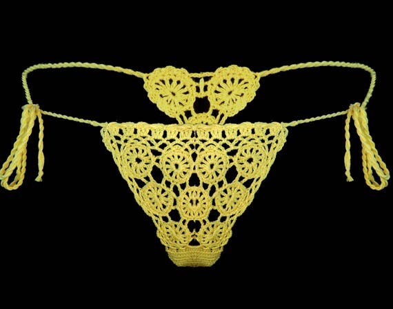 Sexy Crochet Thong,cotton lace lingerie, See Thru Thong, Low Rise Thong,Sexy Beach Bottom, Erotic Crochet Thong, Hot Thong 4 Beach & Pool