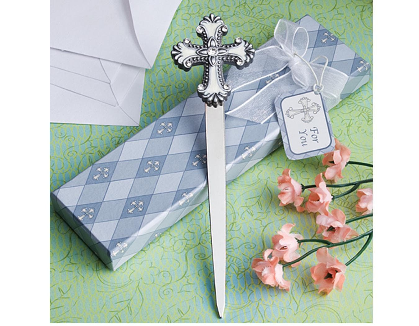 Cross Design Letter Opener Christening Religious Wedding