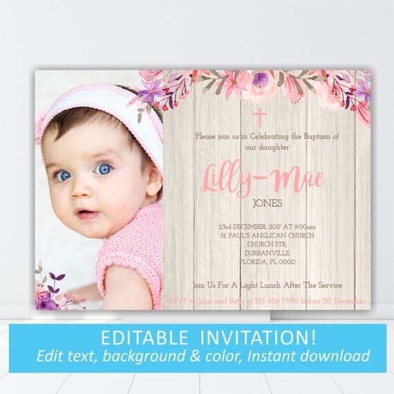 baptism invitation pink christening invitation dedication ceremony