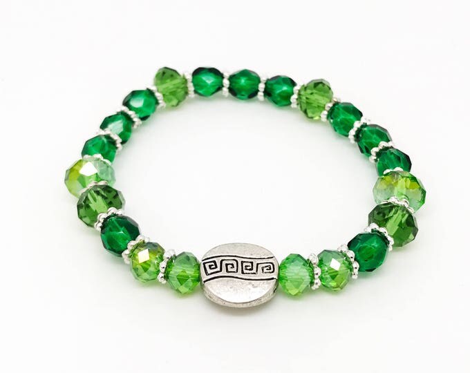 Green Swarovski bracelet, lime bracelet, beaded bracelet, stretching bracelet, green bracelet, handmade bracelet