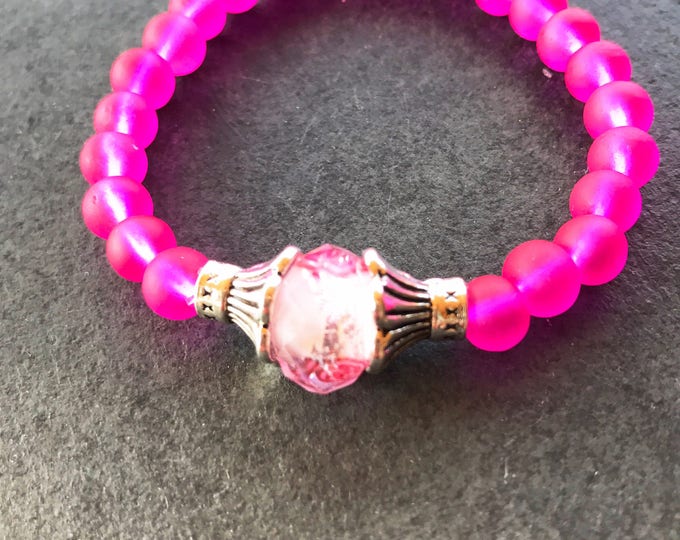 Neon Pink Stretch Bracelet, Bright Jewelry, Elastic bracelet, CounNeon Pink stretch bracelet, Flamingo pink jewelry, Bright jewelry