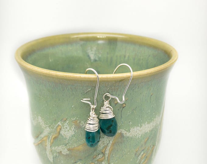 AMAZTurquoise earrings, turquoise hoops, chevron earrings, howlite earrings, everyday turquoise, turquoise studs, silver turquoise earrings