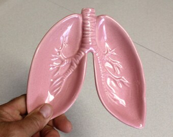 Pink Lungs Ash Tray Ceramic 1987 by John Edwards Novelty Ashtray