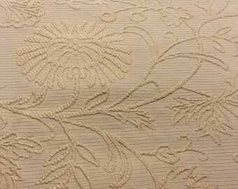 4 yds, Fabric By-The-Yard, Upholstery Heavy Weight Faux Crewel Golden Wheat Dijon