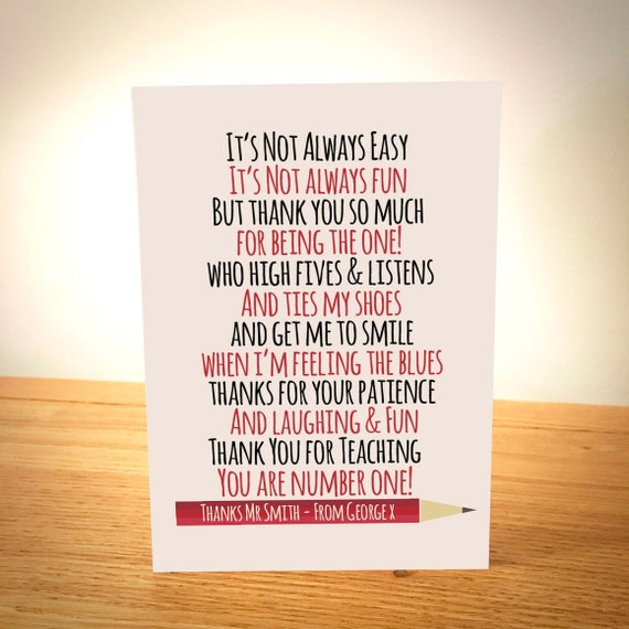 You Are Number 1 Personalised Teacher Card