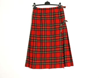 Mini Jupe écossaise Rouge Vintage - Taille S, Occasion Très Bon état, Style Rétro