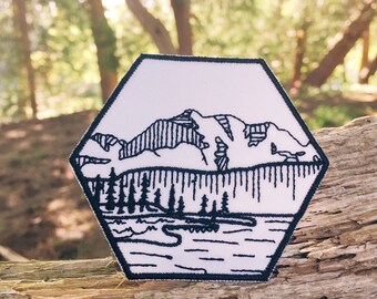 Nature Patch, Iron On Outdoors Patch, Wilderness Patch, Embroidered Mountain Patch, River Patch, Explorer Patch, tree Patch, Camp Patch