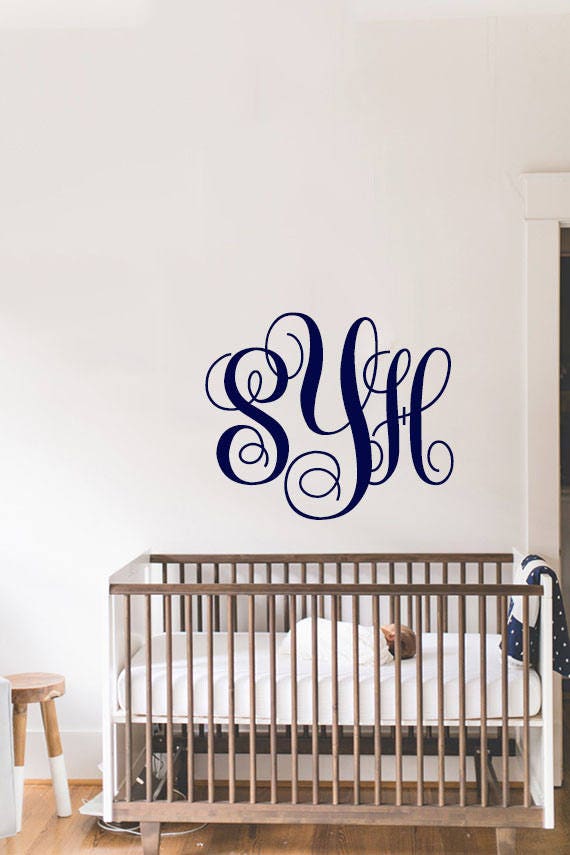 Monogram Wall Decal Initial Wall Decal Nursery Decal monogram
