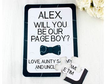 Small ring bearer/page boy proposal bow tie personalised jigsaw puzzle