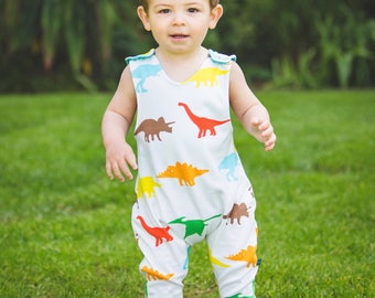 READY TO SHIP baby romper, baby clothes, baby dungarees, dinosaurs romper, dinosaurs , organic baby clothes, baby gift, newborn, baby shower