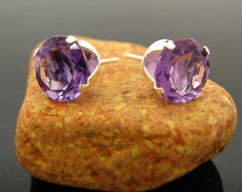amethyst stud earrings, genuine amethyst earrings, amethyst earrings, amethyst studs - amethyst 8 mm