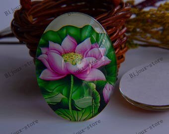 Set of 2 B34085 oval 30x40mm glass Cabochons