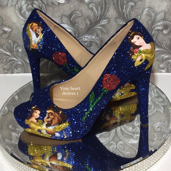 Beauty and the beast shoes custom wedding prom cosplay