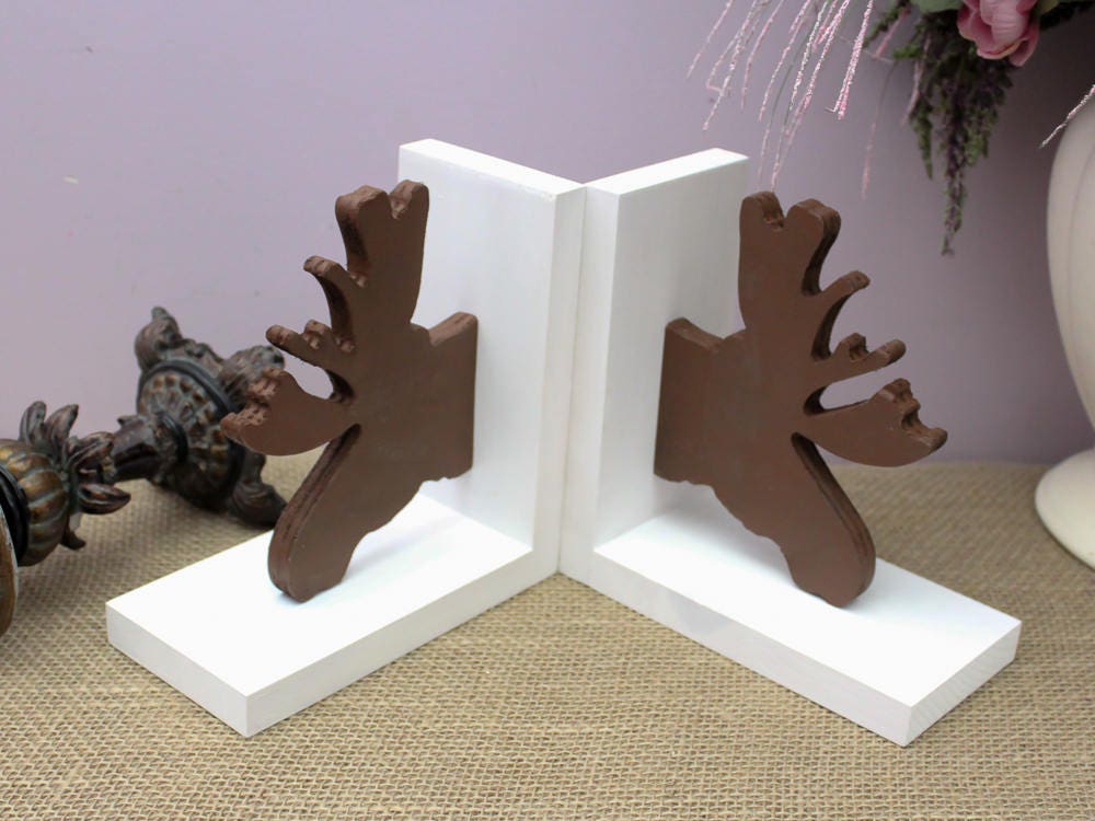 Woodland Nursery Decor Moose Head Bookends Rustic Nursery