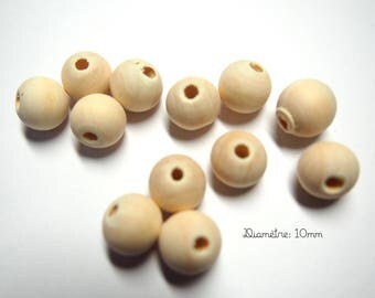 20 wooden round beads 10 mm