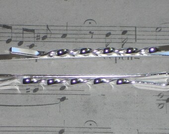 5 pins clips twisted silver-plated 55mm