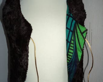 Fin de série: Gilet fille sans manches en fausse fourrure, doublure wax