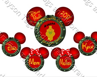 NEW!! Extra Large Personalized Merrytime Christmas Porthole Mickey and Medium Porthole Disney Cruise Door Magnet Set