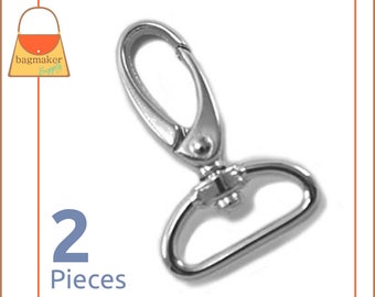 1 Inch Swivel Snap Hooks, Nickel Finish, Handbag Purse Bag Making Hardware Supplies, 1", 2 Pieces, SNP-AA055