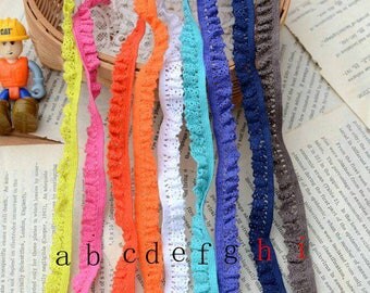 2 Yards Cotton Blue Pink Orange Yellow White Lace Trim Frill Ruffle Fringe Piping Curtain Lace Trim 1.2cm Wide