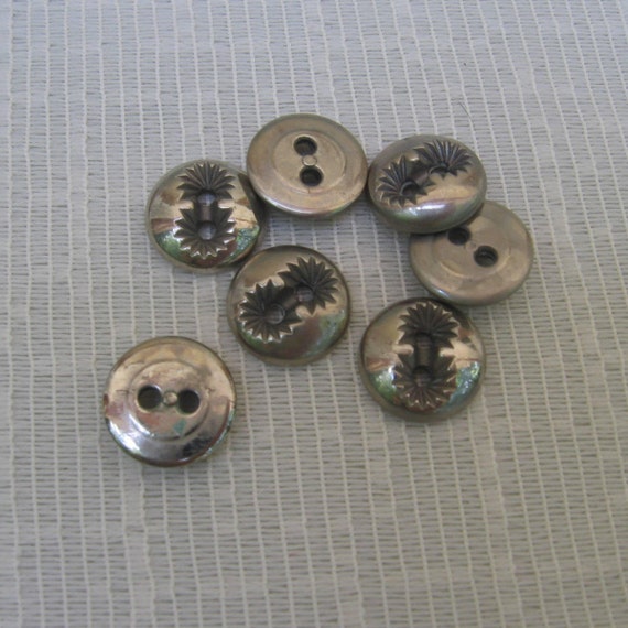 Decorative Silver Toned Metal Buttons / 1/2 Round Button