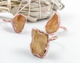 ON SALE Citrine Ring | Raw Untreated Citrine | November Birthstone | Made to Order | Electroformed Jewelry | Raw Ring | Crystal Ring