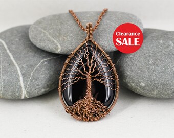 Anniversary gift-for-wife gift-for-her gift-for-mom gift-for-nurse gift ideas Tree-of-life pendant Family tree necklace Black onyx necklace