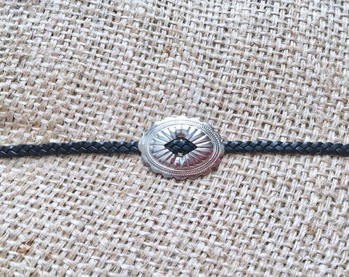 Concho Choker, Black Concho Choker, Black Leather Choker, Leather Necklace, Concho Jewelry, Large Concho Choker, Concho Necklace