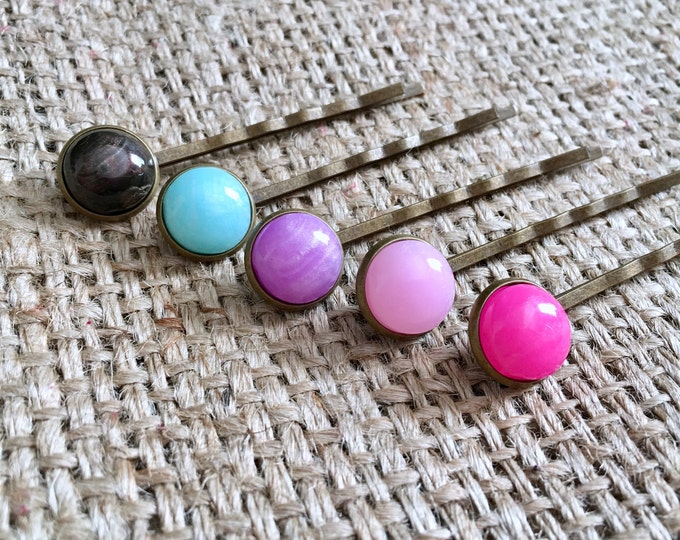 Faux Stone Hair Pin, Gemstone Hair Pin, Stone Hair Pin, Gem Hair Pin, Mermaid Hair Pin, Pastel Hair Pin, Unicorn Hair Pin, Gifts for Her