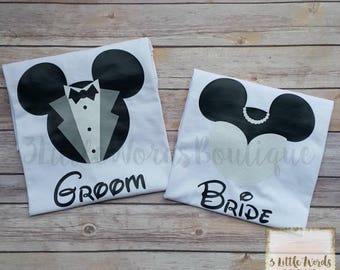 Disney Bride and Groom Mickey Matching Shirt Set | Disney Honeymoon | Disney Family Vacation | Disney Couples Shirts | Disney Engagement
