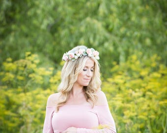 Baby shower dress/maternity dress/maternity gown/photo shoot/off shoulder/short sleeves/long sleeves/long dress/girl baby shower/it's a girl